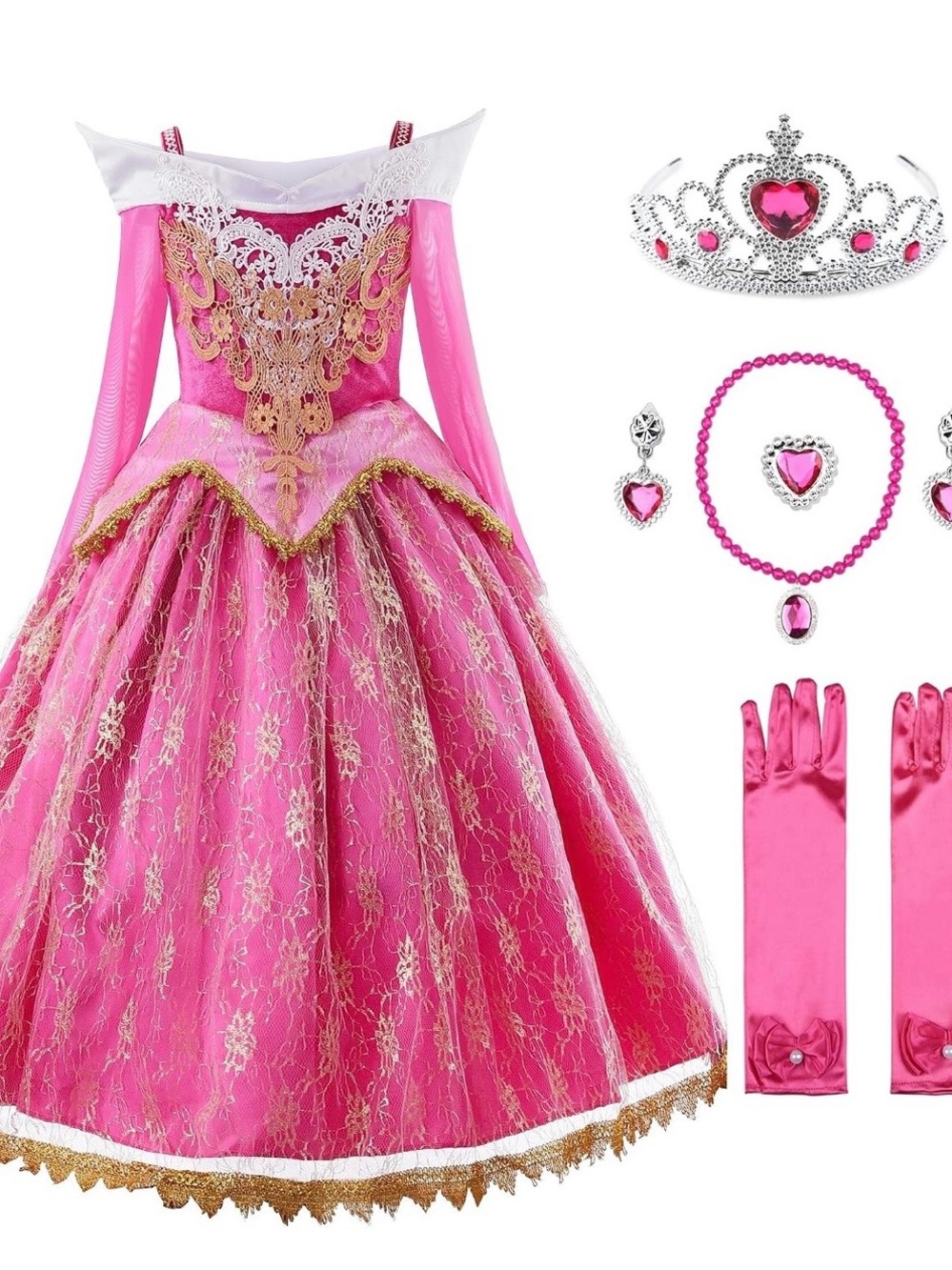Princess Aurora Costume Dress with Accessories